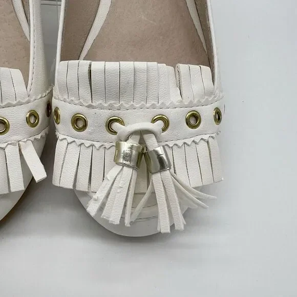 Aldo Women's Flats White Tassels Ballerina Shoes Size 7.5 - Picture 4 of 10